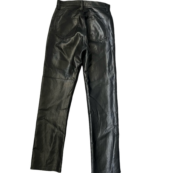 AGOLDE  Recycled Leather High Waist Fitted 90's Black Pants Size 24 - Picture 7 of 11